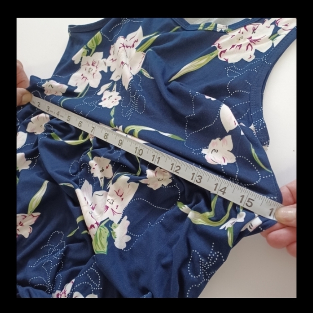AUSELILY Blue Navy Garden Floral Maxi Soft Stretchy Modest Pocket Summer Dress - Picture 14 of 15